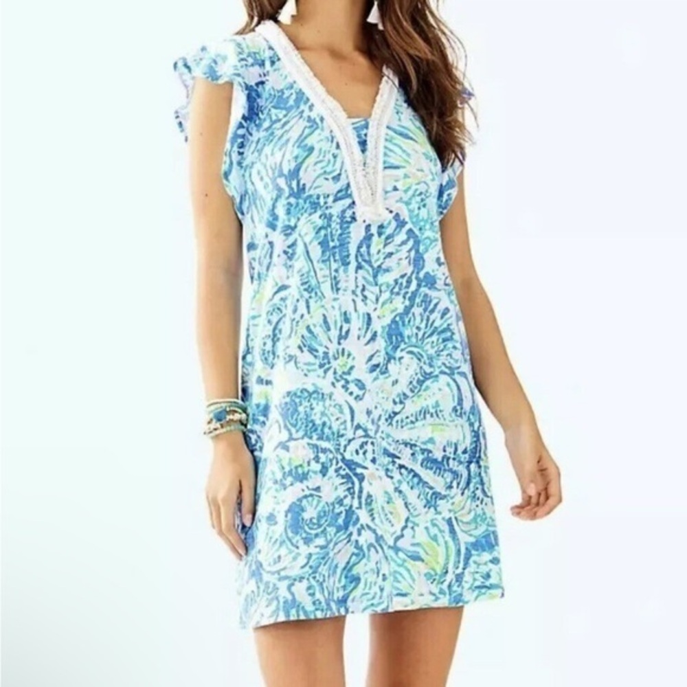 LILLY PULITZER ZANDRA Dress BENNET BLUE SALTY SEAS XL $138